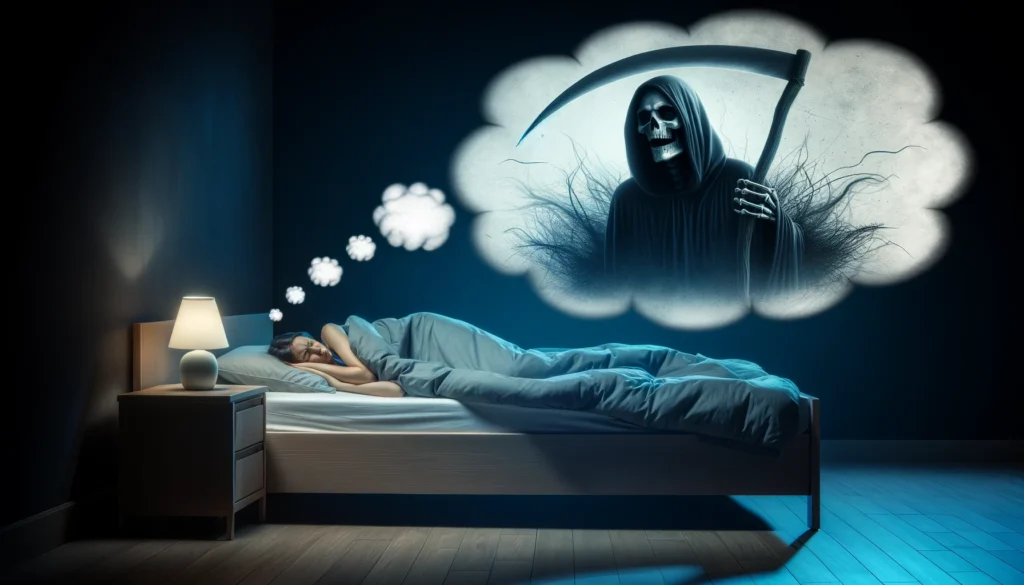 A person dreaming about the Grim Reaper