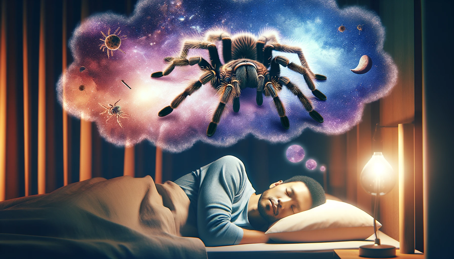 man in bed dreaming of a tarantula featured image