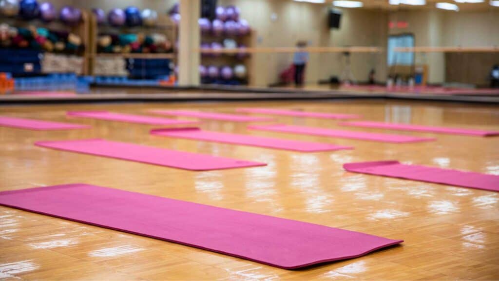Empty Yoga Studio with mats laid out