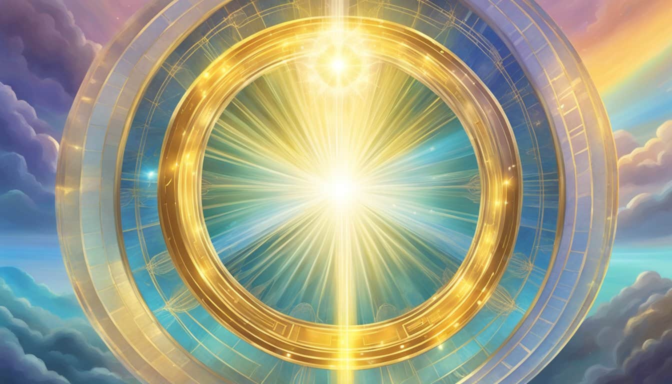 A glowing halo surrounds the number 89, radiating a sense of divine guidance and spiritual connection. Rays of light emanate from the number, symbolizing enlightenment and higher knowledge