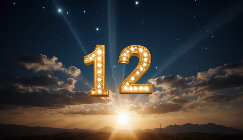 angel number 12 meaning - the number twelve flying in the sky