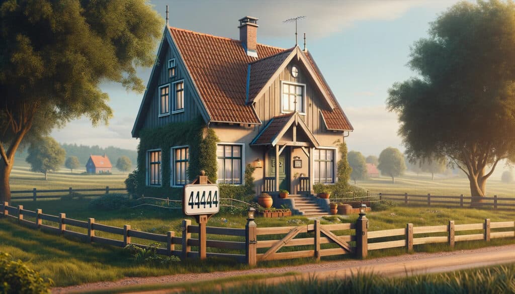 image of a rural house with the number 44444