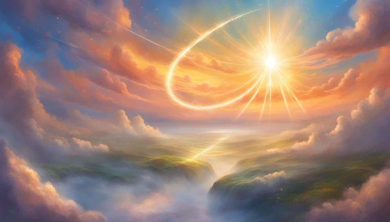 A bright, glowing halo surrounds the numbers 1117, floating in the sky amidst a serene, celestial backdrop