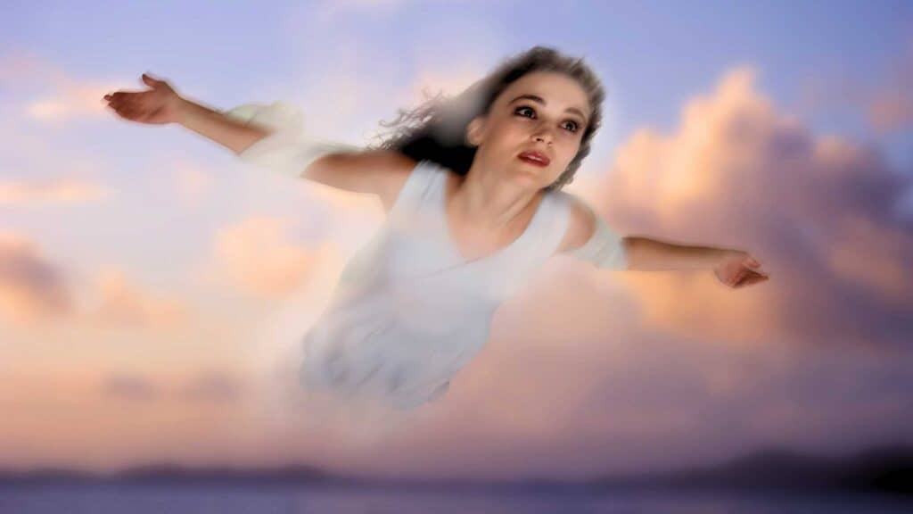 A woman flying in a dream