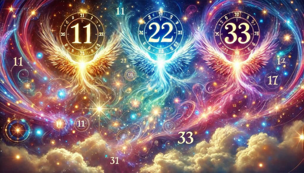 image showing the three master angel numbers of 11, 22 and 33